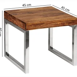 Couchtisch quadratisch 45cm Sheesham Massivholz Wohnzimmertisch Beistelltisch