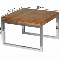 Couchtisch quadratisch 60cm Sheesham Massivholz Wohnzimmertisch Beistelltisch