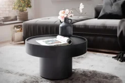 Couchtisch rund 60cm Metall schwarz Wohnzimmertisch Alu Sofatisch Beistelltisch