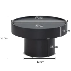 Couchtisch rund 60cm Metall schwarz Wohnzimmertisch Alu Sofatisch Beistelltisch