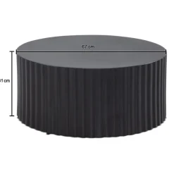 Couchtisch rund 70cm Metall Schwarz Handgefertigt Alu Wohnzimmertisch Sofatisch