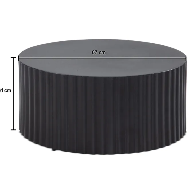 Couchtisch rund 70cm Metall Schwarz Handgefertigt Alu Wohnzimmertisch Sofatisch