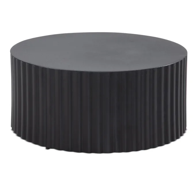 Couchtisch rund 70cm Metall Schwarz Handgefertigt Alu Wohnzimmertisch Sofatisch