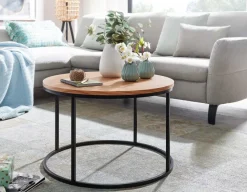 Couchtisch rund 70cm Skandinavisches Eiche Design Wohnzimmertisch Beistelltisch