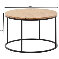 Couchtisch rund 70cm Skandinavisches Eiche Design Wohnzimmertisch Beistelltisch