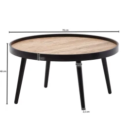 Couchtisch Rund 76cm Skandinavisches Design Eiche Wohnzimmertisch 4 Holz Beine