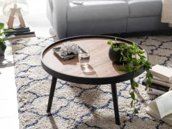 Couchtisch Rund 76cm Skandinavisches Design Eiche Wohnzimmertisch 4 Holz Beine