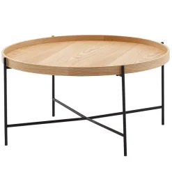 Couchtisch Rund 80cm Skandinavisches Eiche Design Wohnzimmertisch Kreuzgestell
