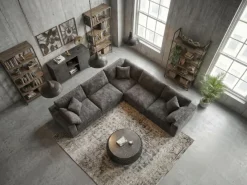 Couchtisch rund 65cm Sofatisch Aluminium schwarz Metall Marmor Wohnzimmertisch