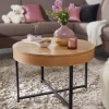 Couchtisch Rund Ø70cm Stauraum Skandinavisches Design Eiche Wohnzimmertisch Holz