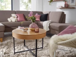 Couchtisch Rund Ø70cm Stauraum Skandinavisches Design Eiche Wohnzimmertisch Holz