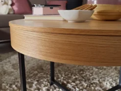Couchtisch Rund Ø70cm Stauraum Skandinavisches Design Eiche Wohnzimmertisch Holz