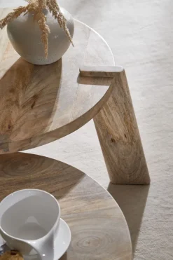 Couchtisch Set 2er Massivholz rund Wohnzimmertisch Beistelltisch Satztische
