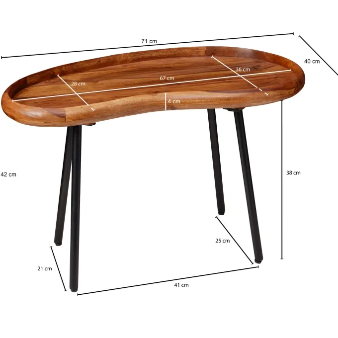 Couchtisch 2-teilig Massivholz Satztische Wohnzimmertisch Nierentisch Holz-Tisch
