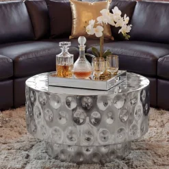 Couchtisch Wohnzimmertisch Aluminium Rund 60cm Kaffeetisch Metall Handmade