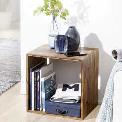 Cube Massivholz Regal Beistelltisch Tisch Holzcube Würfelregal Couchtisch