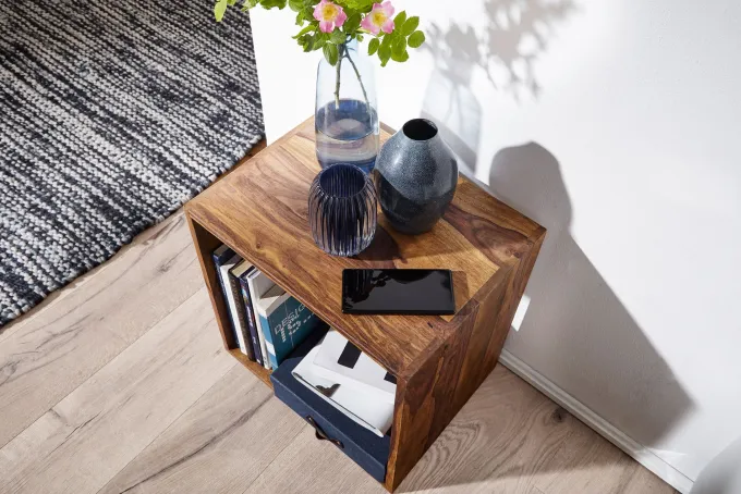 Cube Massivholz Regal Beistelltisch Tisch Holzcube Würfelregal Couchtisch