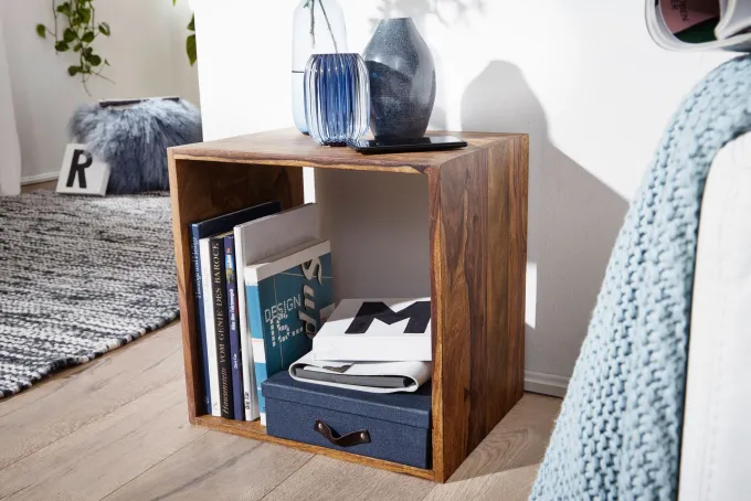 Cube Massivholz Regal Beistelltisch Tisch Holzcube Würfelregal Couchtisch
