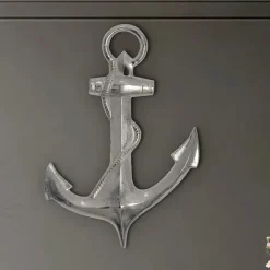 Deko Anker FineBuy Wanddeko 70 cm Silber XXL Maritim Aluminium Modern Wohndeko