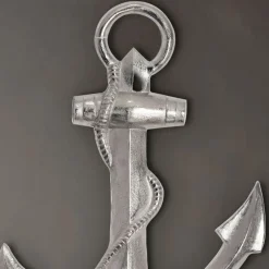 Deko Anker FineBuy Wanddeko 70 cm Silber XXL Maritim Aluminium Modern Wohndeko