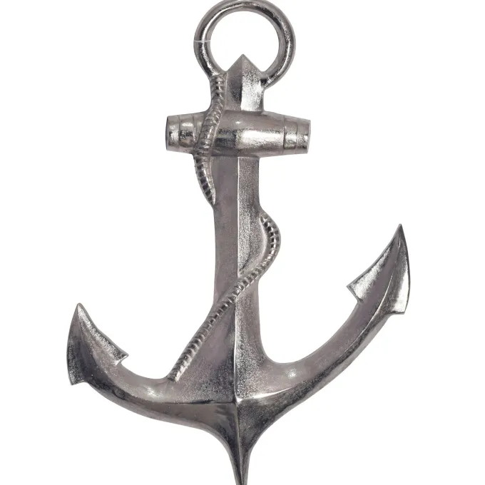 Deko Anker FineBuy Wanddeko 70 cm Silber XXL Maritim Aluminium Modern Wohndeko