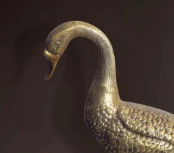 Dekofigur FineBuy Deko Gans Gold 46 cm Aluminium Statue Wohndeko Dekoration