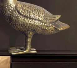 Dekofigur FineBuy Deko Gans Gold 46 cm Aluminium Statue Wohndeko Dekoration