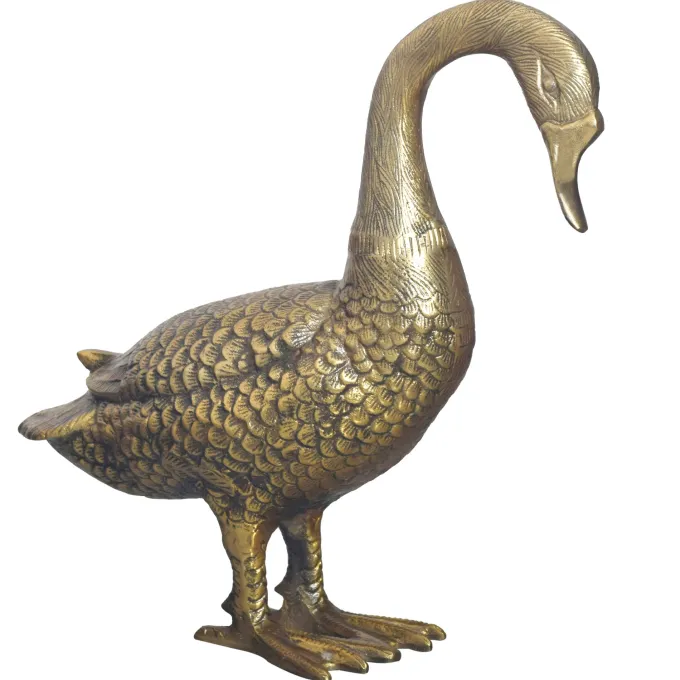Dekofigur FineBuy Deko Gans Gold 46 cm Aluminium Statue Wohndeko Dekoration