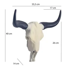 Deko Geweih FineBuy Büffel Schädel Aluminium Hörner 55,5 cm Wanddekoration