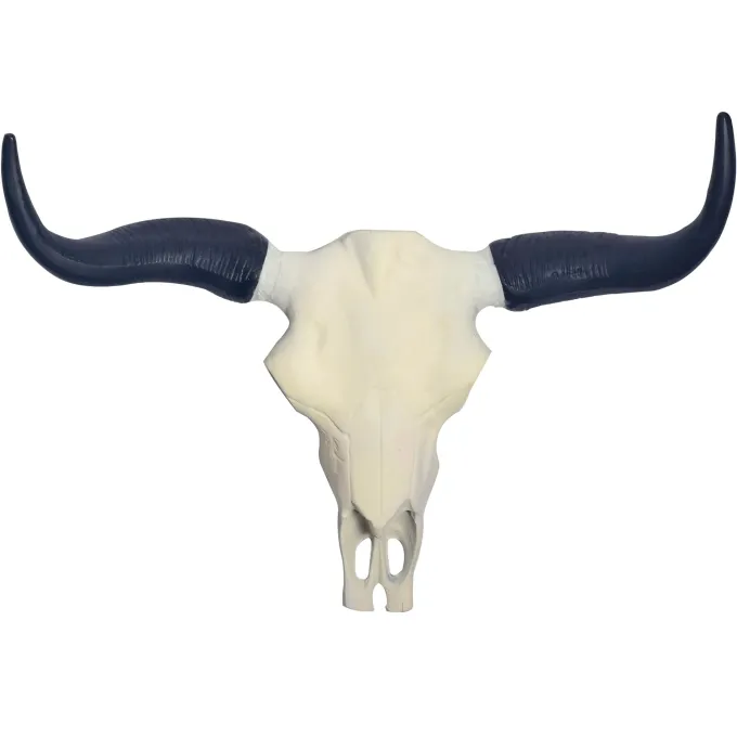Deko Geweih FineBuy Büffel Schädel Aluminium Hörner 55,5 cm Wanddekoration