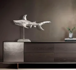 Deko Hai FineBuy 70 cm Aluminium Wohndeko Design Dekoration Maritim Modern Alu