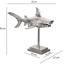 Deko Hai FineBuy 70 cm Aluminium Wohndeko Design Dekoration Maritim Modern Alu
