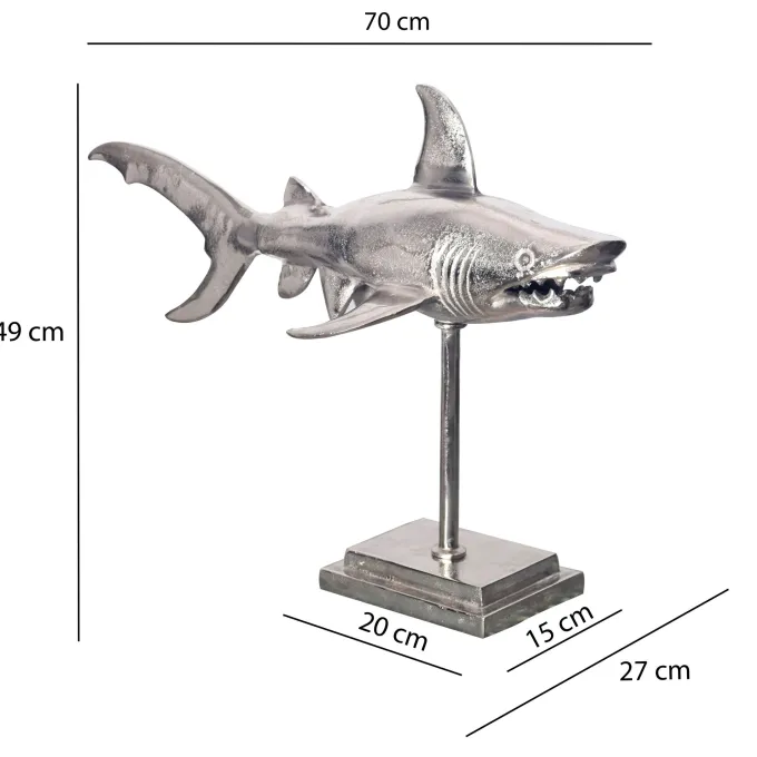 Deko Hai FineBuy 70 cm Aluminium Wohndeko Design Dekoration Maritim Modern Alu