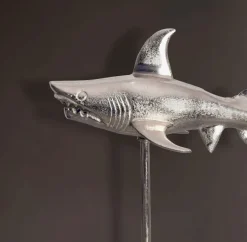 Deko Hai FineBuy 70 cm Aluminium Wohndeko Design Dekoration Maritim Modern Alu