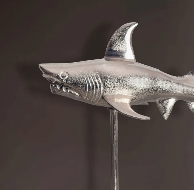 Deko Hai FineBuy 70 cm Aluminium Wohndeko Design Dekoration Maritim Modern Alu