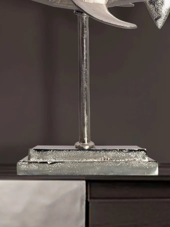 Deko Hai FineBuy 70 cm Aluminium Wohndeko Design Dekoration Maritim Modern Alu