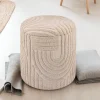 Dekohocker FineBuy Sitzhocker mit Stauraum Baumwolle rund 40x45 cm Beige Boho
