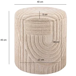 Dekohocker FineBuy Sitzhocker mit Stauraum Baumwolle rund 40x45 cm Beige Boho