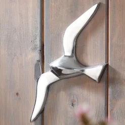 Deko Möwe Metall Alu poliert Vogel Silber Design Tier Maritim Wohnzimmer modern