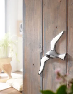 Deko Möwe Metall Alu poliert Vogel Silber Design Tier Maritim Wohnzimmer modern