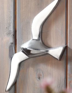 Deko Möwe Metall Alu poliert Vogel Silber Design Tier Maritim Wohnzimmer modern