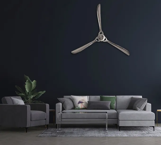 Deko Propeller FineBuy 85 cm Wanddeko Aluminium Flugzeug Wandpropeller Wohndeko