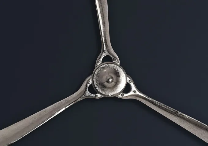 Deko Propeller FineBuy 85 cm Wanddeko Aluminium Flugzeug Wandpropeller Wohndeko