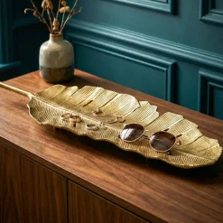 Dekoschale Blatt Aluminium Gold Schale Groß Tischdeko Alu Metall Wohnaccessoire