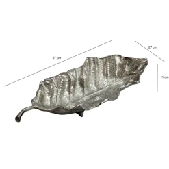 Dekoschale Blatt Aluminium Schale 67cm Tischdeko Alu Metall Wohnaccessoire Lang