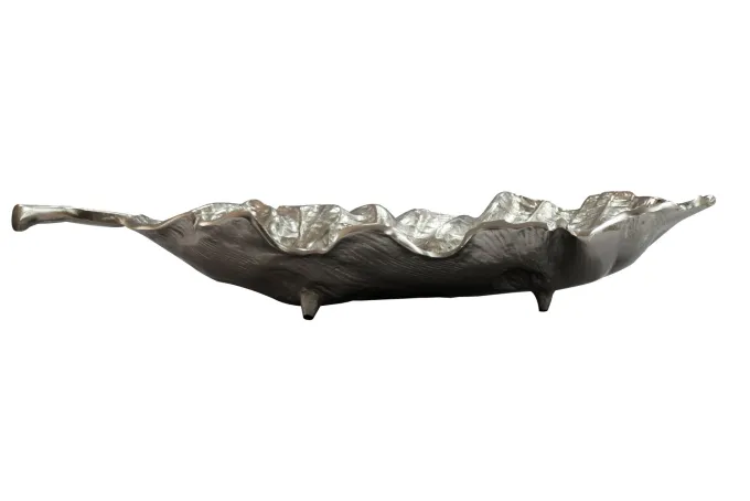 Dekoschale Blatt Aluminium Schale 67cm Tischdeko Alu Metall Wohnaccessoire Lang