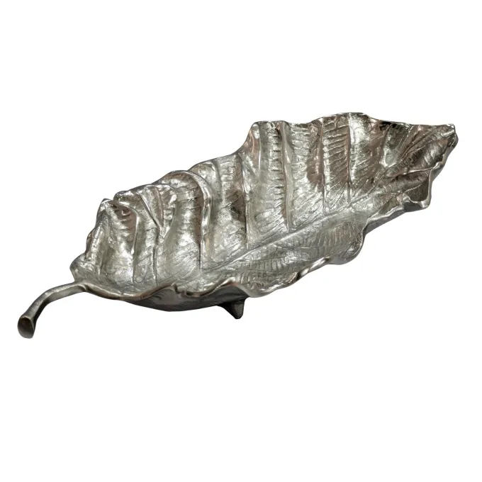 Dekoschale Blatt Aluminium Schale 67cm Tischdeko Alu Metall Wohnaccessoire Lang