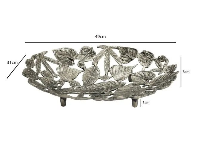 Dekoschale Blätter Aluminium Schale 49cm Tischdeko Metall Wohnaccessoire Alu