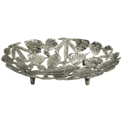 Dekoschale Blätter Aluminium Schale 49cm Tischdeko Metall Wohnaccessoire Alu