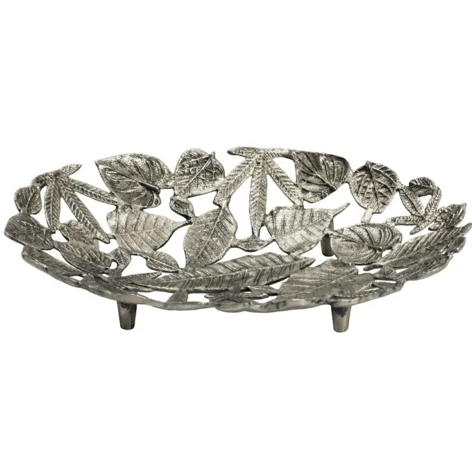 Dekoschale Blätter Aluminium Schale 49cm Tischdeko Metall Wohnaccessoire Alu